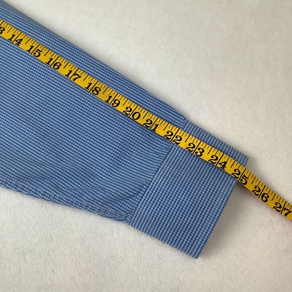 Izod Men’s Large Plaid Shirt Button Down Up Long Sleeves Blue White Check - Picture 12 of 14